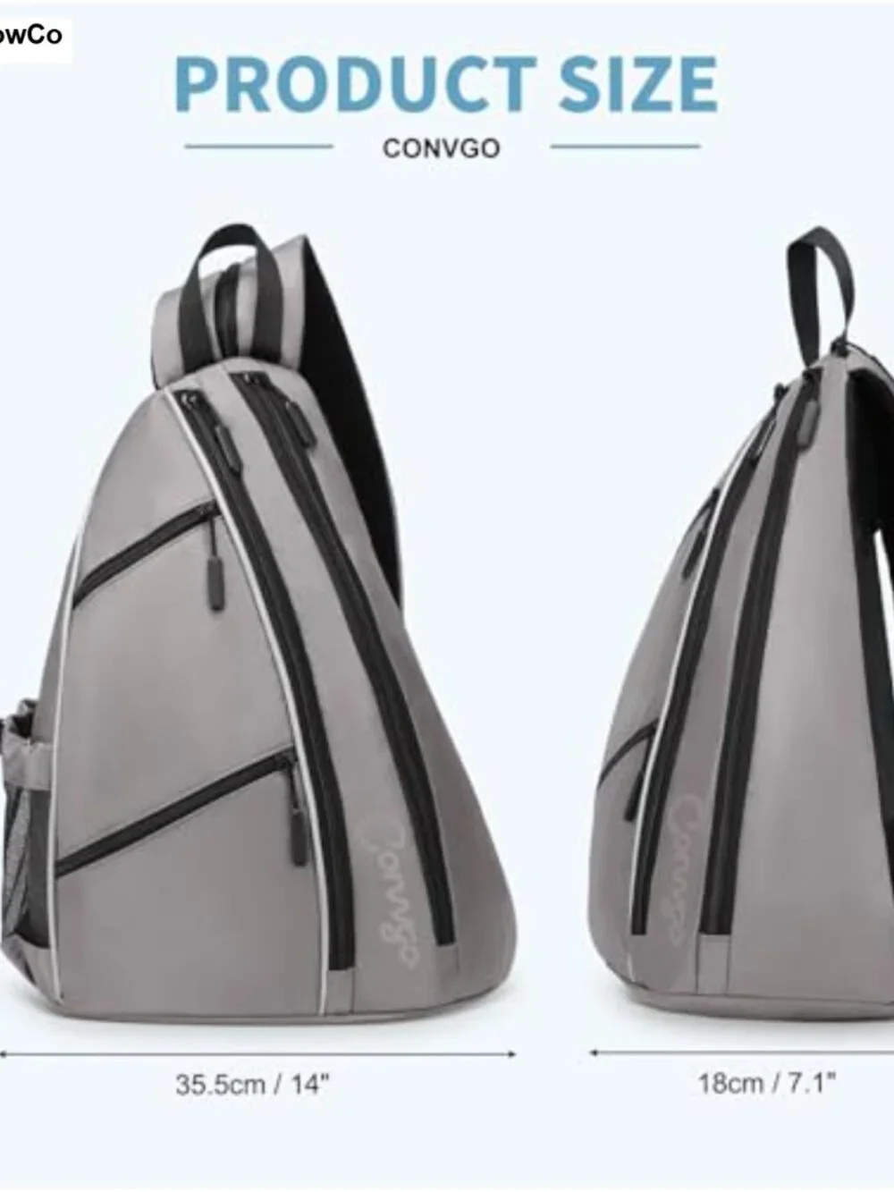 2-in-1 Pickleball Tennis Backpack Crossbody Sling Bag Waterproof Oxford Cloth